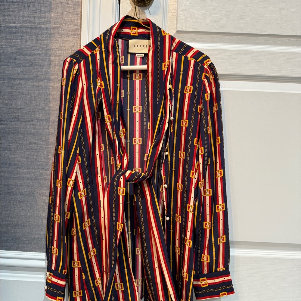 Gucci Striped Silk Blouse SIZE46